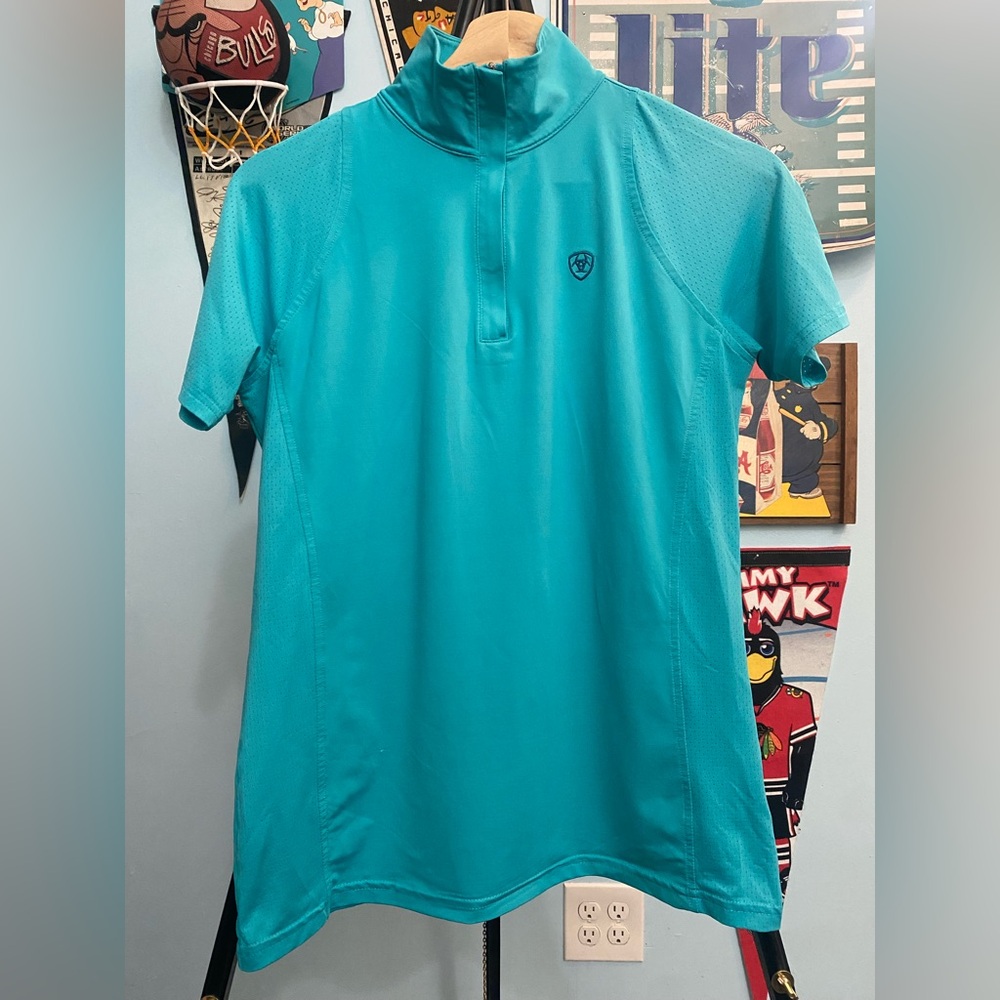 Ariat Tek Heat Series Shirt Women's Size Medium Blue Base Layer 1/4 Zip Tee